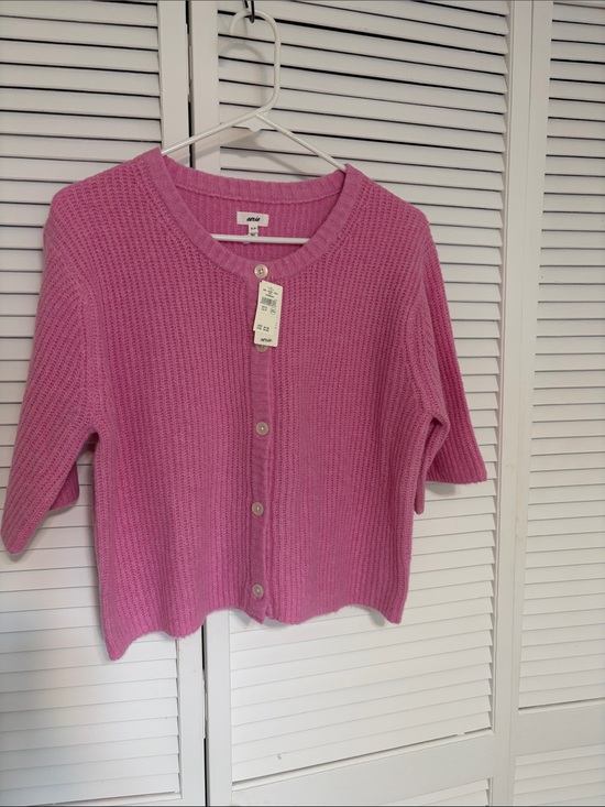aerie Sweaters - Aerie Bright Pink Short-Sleeve Button Cardigan